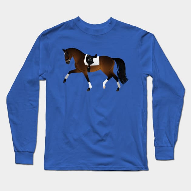 Bay Dressage Horse - Equine Rampaige Long Sleeve T-Shirt by Equine Rampaige